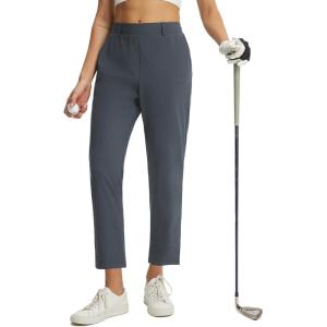 imagebaleaf Womens Golf Pants with Belt Loop Deep Pockets Stretch Travel Casual Work Petite Ankle Slacks LightweightDark Gray