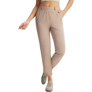 imagebaleaf Womens Golf Pants with Belt Loop Deep Pockets Stretch Travel Casual Work Petite Ankle Slacks LightweightKhaki