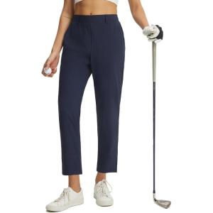 imagebaleaf Womens Golf Pants with Belt Loop Deep Pockets Stretch Travel Casual Work Petite Ankle Slacks LightweightNavy Blue