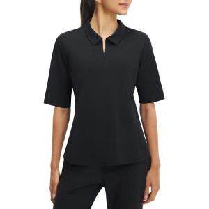 imagebaleaf Womens Half Sleeve Golf Shirts Elbow Length Sleeve Quarter Zip Polo Tops V Neck UPF 50 Sun Protection WorkoutBlack