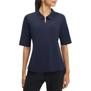 imagebaleaf Womens Half Sleeve Golf Shirts Elbow Length Sleeve Quarter Zip Polo Tops V Neck UPF 50 Sun Protection WorkoutNavy Blue