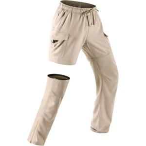imagebaleaf Womens Hiking Pants 29 Convertible ZipOff Pants with 6 Pockets Water Resistant Lightweight Quick Dry UPF 50Khaki