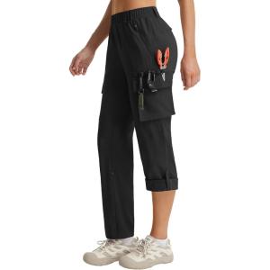 imagebaleaf Womens Hiking Pants Water Resistant Quick Dry SPF Tactical Cargo with 5 Pockets Lightweight Breathable Ripstop UPF 50Black