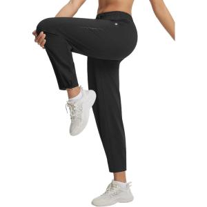 imagebaleaf Womens Joggers Pants with Pockets for Athletic Running Quick Dry MoistureWicking Tapered Pants Drawstring WorkoutBlack