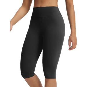 imagebaleaf Womens Knee Length Capri Leggings High Waisted with Pocket 14 Yoga Stretch Casual Summer Workout ExerciseBlack