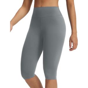 imagebaleaf Womens Knee Length Capri Leggings High Waisted with Pocket 14 Yoga Stretch Casual Summer Workout ExerciseDark Gray