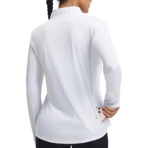 imagebaleaf Womens Quarter Zip Workout Shirts Long Sleeve Sun Protection Athletic Quick Dry UPF 50 Running Tops Pockets CyclingWhite