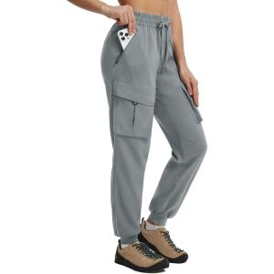 imagebaleaf Womens Ripstop Hiking Pants with 6 Pockets Water Resistant Joggers Lightweight Quick Dry Elastic Waist Travel PantsDark Gray