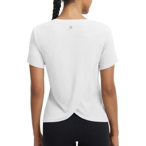 imagebaleaf Womens Short Sleeve Workout Shirts Athletic Tops Sun Protection Breathable TShirts Quick Dry Gym Running TennisWhite