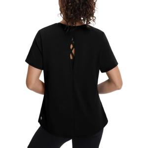 imagebaleaf Womens Short Sleeve Workout Shirts UPF 50 Open Back Tops Sun Protection Athletic Yoga TShirtsBlack