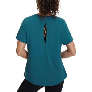 imagebaleaf Womens Short Sleeve Workout Shirts UPF 50 Open Back Tops Sun Protection Athletic Yoga TShirtsBlue