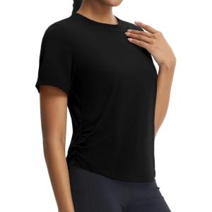 imagebaleaf Womens Short Sleeve Yoga Shirts Soft UPF 50 Workout Tops Sun Protection Athletic TShirtsBlack