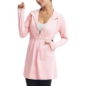 imagebaleaf Womens UPF 50 Long Jacket UV Sun Protection Hoodie Rash Guard Cooling Lightweight Cover Up SPF Swim Beach AthleticLight Pink