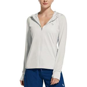 imagebaleaf Womens UPF 50 Sun Protection Jacket Hooded Cooling Shirt with Pockets Hiking Outdoor PerformanceOatmeal