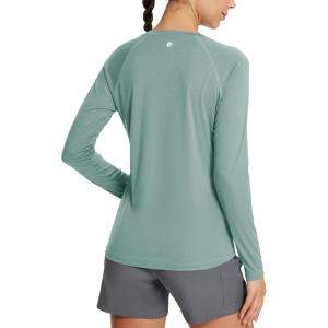 imagebaleaf Womens UPF 50 Sun Shirts Long Sleeve UV Protection Rash Guard Lightweight Quick Dry SPF Hiking Tops Outdoor07sublime Green