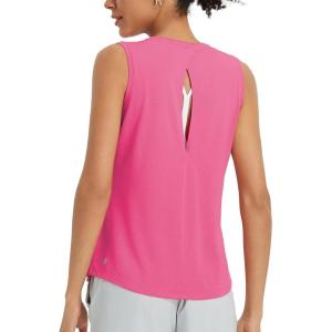imagebaleaf Womens Workout Tank Tops Open Back Yoga Top High Neck Sleeveless Shirts Running Loose Fit Athletic GymPink