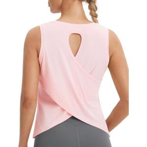 imagebaleaf Womens Workout Tops Athletic Tank Tops Loose Fit Sleeveless Open Back Running Shirts UPF50 Gym Exercise YogaPink