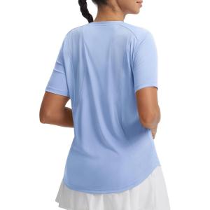 imagebaleaf Womens Workout Tops Short Sleeve Mesh Back Quick Dry Breathable UPF 50 Athletic Shirts for Running Gym Hiking TeeLight Blue