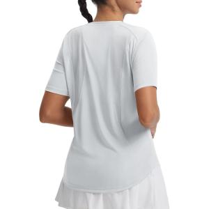 imagebaleaf Womens Workout Tops Short Sleeve Mesh Back Quick Dry Breathable UPF 50 Athletic Shirts for Running Gym Hiking TeeLight Gray