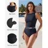 imagebaleaf One Piece Swimsuit Women Tummy Control Bathing Suit High Neck Swimwear with Adjustable StrapsBlack