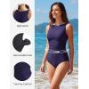 imagebaleaf One Piece Swimsuit Women Tummy Control Bathing Suit High Neck Swimwear with Adjustable StrapsNavy Blue