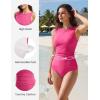 imagebaleaf One Piece Swimsuit Women Tummy Control Bathing Suit High Neck Swimwear with Adjustable StrapsPink