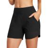 imagebaleaf Womens 3579 High Waisted Swim Board Shorts Quick Dry Swimsuits Bottoms Trunks with PocketsBlack
