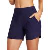 imagebaleaf Womens 3579 High Waisted Swim Board Shorts Quick Dry Swimsuits Bottoms Trunks with PocketsDark Blue