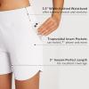 imagebaleaf Womens 3579 High Waisted Swim Board Shorts Quick Dry Swimsuits Bottoms Trunks with PocketsWhite