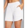 imagebaleaf Womens 3579 High Waisted Swim Board Shorts Quick Dry Swimsuits Bottoms Trunks with PocketsWhite