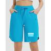 imagebaleaf Womens Bermuda Long Shorts 9 Above Knee Length Quick Dry Lightweight Zipper Pockets Casual Summer Athletic UPF 50Aqua Blue