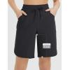 imagebaleaf Womens Bermuda Long Shorts 9 Above Knee Length Quick Dry Lightweight Zipper Pockets Casual Summer Athletic UPF 50Black