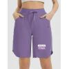 imagebaleaf Womens Bermuda Long Shorts 9 Above Knee Length Quick Dry Lightweight Zipper Pockets Casual Summer Athletic UPF 50Dark Purple