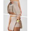 imagebaleaf Womens Pleated Tennis Skirts Double Ruffle Mini Skorts with 2 Pockets Shorts High Waisted Tummy Control Athletic GolfKhaki