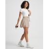 imagebaleaf Womens Pleated Tennis Skirts Double Ruffle Mini Skorts with 2 Pockets Shorts High Waisted Tummy Control Athletic GolfKhaki