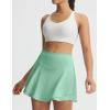 imagebaleaf Womens Pleated Tennis Skirts Double Ruffle Mini Skorts with 2 Pockets Shorts High Waisted Tummy Control Athletic GolfLight Green