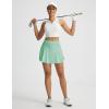 imagebaleaf Womens Pleated Tennis Skirts Double Ruffle Mini Skorts with 2 Pockets Shorts High Waisted Tummy Control Athletic GolfLight Green