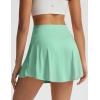 imagebaleaf Womens Pleated Tennis Skirts Double Ruffle Mini Skorts with 2 Pockets Shorts High Waisted Tummy Control Athletic GolfLight Green