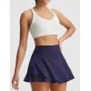 imagebaleaf Womens Pleated Tennis Skirts Double Ruffle Mini Skorts with 2 Pockets Shorts High Waisted Tummy Control Athletic GolfNavy Blue