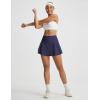 imagebaleaf Womens Pleated Tennis Skirts Double Ruffle Mini Skorts with 2 Pockets Shorts High Waisted Tummy Control Athletic GolfNavy Blue