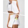 imagebaleaf Womens Pleated Tennis Skirts Double Ruffle Mini Skorts with 2 Pockets Shorts High Waisted Tummy Control Athletic GolfWhite