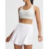 imagebaleaf Womens Pleated Tennis Skirts Double Ruffle Mini Skorts with 2 Pockets Shorts High Waisted Tummy Control Athletic GolfWhite