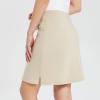 imagebaleaf Womens Skorts Skirts 20 Knee Length Cotton Casual High Waist Drawstring Modest Golf Skort with PocketKhaki