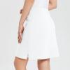 imagebaleaf Womens Skorts Skirts 20 Knee Length Cotton Casual High Waist Drawstring Modest Golf Skort with PocketWhite