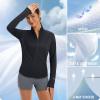 imagebaleaf Womens Sun Shirts UPF 50 Lightweight Running Jacket UV Protection Athletic Full Zip Long Sleeve PocketsBlack