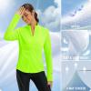 imagebaleaf Womens Sun Shirts UPF 50 Lightweight Running Jacket UV Protection Athletic Full Zip Long Sleeve PocketsFluorescent Green