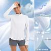 imagebaleaf Womens Sun Shirts UPF 50 Lightweight Running Jacket UV Protection Athletic Full Zip Long Sleeve PocketsWhite