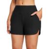 imagebaleaf Womens 3579 High Waisted Swim Board Shorts Quick Dry Swimsuits Bottoms Trunks with PocketsBlack