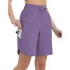imagebaleaf Womens Bermuda Long Shorts 9 Above Knee Length Quick Dry Lightweight Zipper Pockets Casual Summer Athletic UPF 50Dark Purple