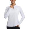 imagebaleaf Womens Long Sleeve Cycling Jersey Half Zip Quick Dry UPF50 Shirts Pockets Running White XS